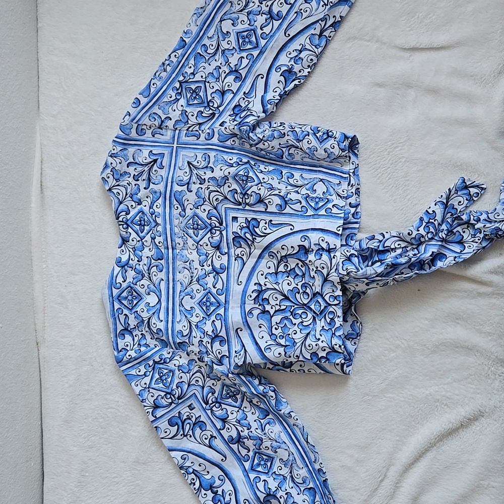 Luisa Positano Linen Crop Top - Picture 2 of 12